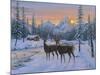 Whitetail and Cabin-Jeff Tift-Mounted Giclee Print