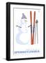 Whitetail, Pennsylvania, Snowman with Skis-Lantern Press-Framed Art Print