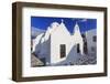 Whitewashed Panagia Paraportiani, Mykonos most famous church, under a blue sky, Mykonos Town (Chora-Eleanor Scriven-Framed Photographic Print