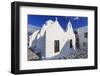 Whitewashed Panagia Paraportiani, Mykonos most famous church, under a blue sky, Mykonos Town (Chora-Eleanor Scriven-Framed Photographic Print