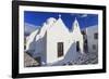 Whitewashed Panagia Paraportiani, Mykonos most famous church, under a blue sky, Mykonos Town (Chora-Eleanor Scriven-Framed Photographic Print