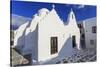 Whitewashed Panagia Paraportiani, Mykonos most famous church, under a blue sky, Mykonos Town (Chora-Eleanor Scriven-Stretched Canvas