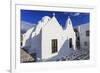 Whitewashed Panagia Paraportiani, Mykonos most famous church, under a blue sky, Mykonos Town (Chora-Eleanor Scriven-Framed Photographic Print