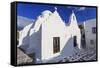 Whitewashed Panagia Paraportiani, Mykonos most famous church, under a blue sky, Mykonos Town (Chora-Eleanor Scriven-Framed Stretched Canvas