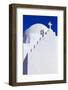 Whitewashed Panagia Paraportiani, Mykonos most famous church, under a blue sky, Mykonos Town (Chora-Eleanor Scriven-Framed Photographic Print
