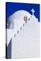 Whitewashed Panagia Paraportiani, Mykonos most famous church, under a blue sky, Mykonos Town (Chora-Eleanor Scriven-Stretched Canvas