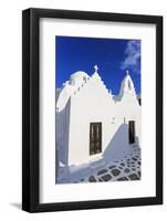 Whitewashed Panagia Paraportiani, Mykonos most famous church, under a blue sky, Mykonos Town (Chora-Eleanor Scriven-Framed Photographic Print