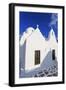 Whitewashed Panagia Paraportiani, Mykonos most famous church, under a blue sky, Mykonos Town (Chora-Eleanor Scriven-Framed Photographic Print