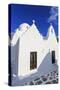 Whitewashed Panagia Paraportiani, Mykonos most famous church, under a blue sky, Mykonos Town (Chora-Eleanor Scriven-Stretched Canvas