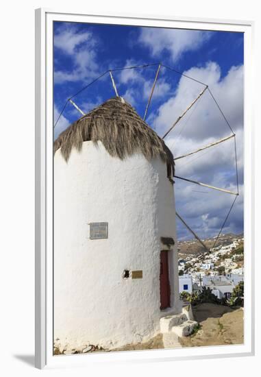 Whitewashed windmill and houses, Mykonos Town (Chora), Mykonos, Cyclades, Greek Islands, Greece, Eu-Eleanor Scriven-Framed Premium Photographic Print