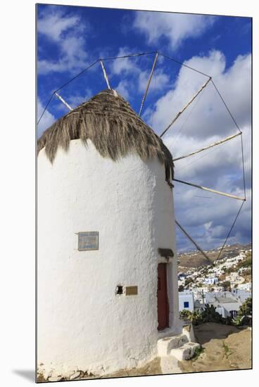 Whitewashed windmill and houses, Mykonos Town (Chora), Mykonos, Cyclades, Greek Islands, Greece, Eu-Eleanor Scriven-Mounted Premium Photographic Print