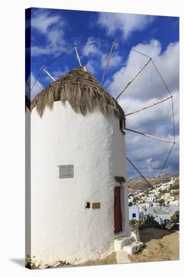 Whitewashed windmill and houses, Mykonos Town (Chora), Mykonos, Cyclades, Greek Islands, Greece, Eu-Eleanor Scriven-Stretched Canvas