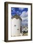 Whitewashed windmill and houses, Mykonos Town (Chora), Mykonos, Cyclades, Greek Islands, Greece, Eu-Eleanor Scriven-Framed Photographic Print