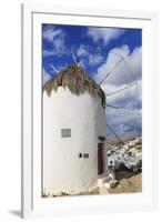 Whitewashed windmill and houses, Mykonos Town (Chora), Mykonos, Cyclades, Greek Islands, Greece, Eu-Eleanor Scriven-Framed Photographic Print