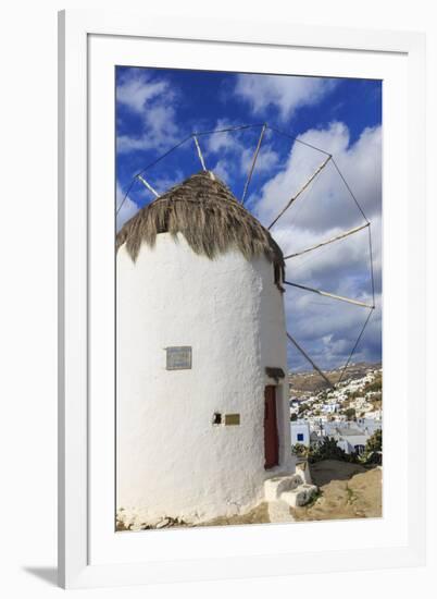 Whitewashed windmill and houses, Mykonos Town (Chora), Mykonos, Cyclades, Greek Islands, Greece, Eu-Eleanor Scriven-Framed Photographic Print