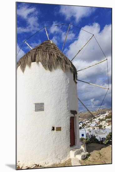 Whitewashed windmill and houses, Mykonos Town (Chora), Mykonos, Cyclades, Greek Islands, Greece, Eu-Eleanor Scriven-Mounted Photographic Print