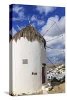 Whitewashed windmill and houses, Mykonos Town (Chora), Mykonos, Cyclades, Greek Islands, Greece, Eu-Eleanor Scriven-Stretched Canvas