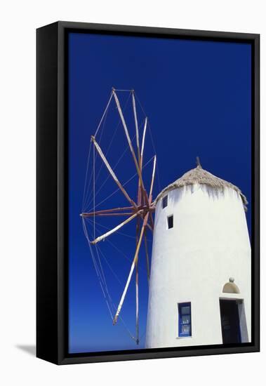 Whitewashed Windmill, Santorini, Cyclades, Greece-Lee Frost-Framed Stretched Canvas