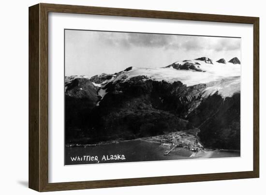 Whittier, Alaska - Aerial View of Town-Lantern Press-Framed Art Print