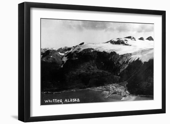 Whittier, Alaska - Aerial View of Town-Lantern Press-Framed Art Print