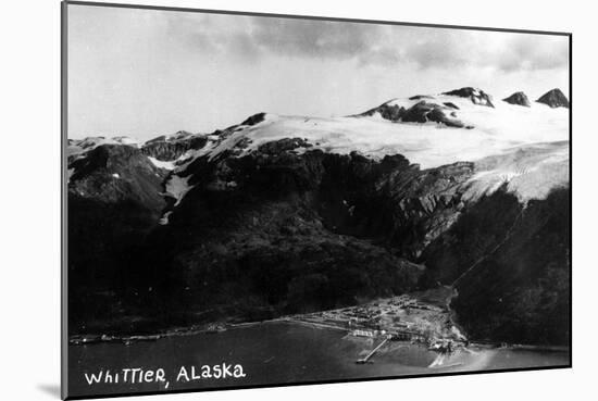 Whittier, Alaska - Aerial View of Town-Lantern Press-Mounted Art Print