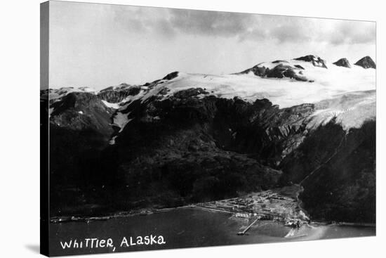 Whittier, Alaska - Aerial View of Town-Lantern Press-Stretched Canvas