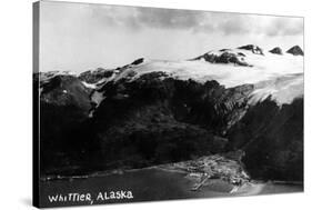 Whittier, Alaska - Aerial View of Town-Lantern Press-Stretched Canvas