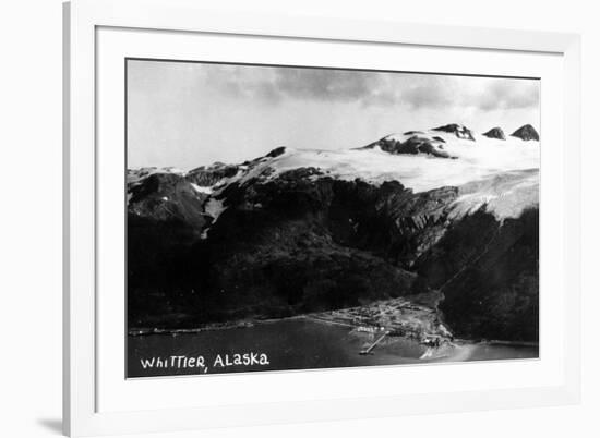 Whittier, Alaska - Aerial View of Town-Lantern Press-Framed Art Print