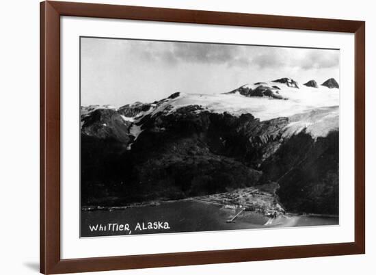 Whittier, Alaska - Aerial View of Town-Lantern Press-Framed Art Print