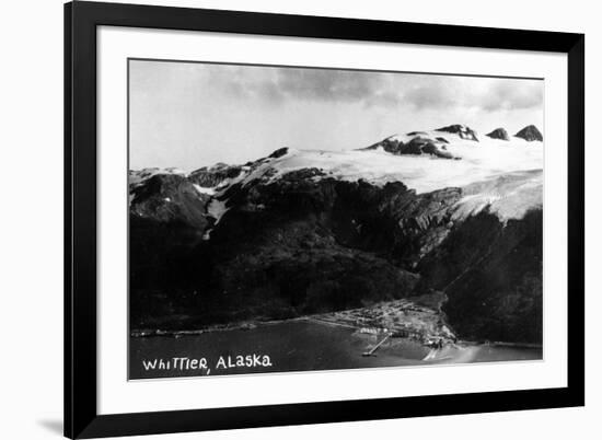 Whittier, Alaska - Aerial View of Town-Lantern Press-Framed Art Print