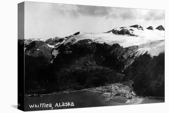 Whittier, Alaska - Aerial View of Town-Lantern Press-Stretched Canvas