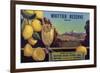 Whittier Reserve Brand - Whittier, California - Citrus Crate Label-Lantern Press-Framed Art Print