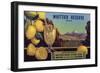 Whittier Reserve Brand - Whittier, California - Citrus Crate Label-Lantern Press-Framed Art Print