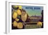 Whittier Reserve Brand - Whittier, California - Citrus Crate Label-Lantern Press-Framed Art Print