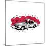 Who Cares Old American Police Car near the Wall. Vector Illustration-aprelsky-Mounted Art Print