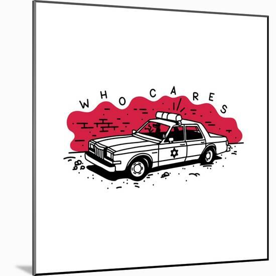 Who Cares Old American Police Car near the Wall. Vector Illustration-aprelsky-Mounted Art Print