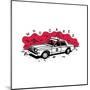 Who Cares Old American Police Car near the Wall. Vector Illustration-aprelsky-Mounted Art Print