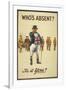 Who's Absent ?" Is It You ? a Recriutment Poster Showing 'John Bull' Pointing His Finger-null-Framed Giclee Print