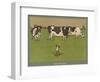 Who's Afraid, a Perky Little Dog Keeps an Eye on Three Cows-Cecil Aldin-Framed Photographic Print