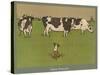 Who's Afraid, a Perky Little Dog Keeps an Eye on Three Cows-Cecil Aldin-Stretched Canvas