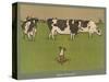 Who's Afraid, a Perky Little Dog Keeps an Eye on Three Cows-Cecil Aldin-Stretched Canvas