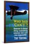 Who Said Can't - Try Trying - Airplane Flying Poster-Lantern Press-Framed Art Print