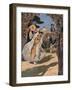 "Who Should I See Get Down But, the Little Gypsy!"-René Bull-Framed Giclee Print