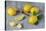 Whole and Sliced Lemons on Grey Subsoil-Jana Ihle-Stretched Canvas