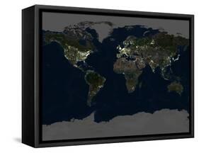 Whole Earth At Night, Satellite Image-PLANETOBSERVER-Framed Stretched Canvas