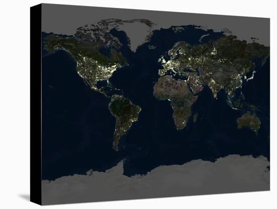Whole Earth At Night, Satellite Image-PLANETOBSERVER-Stretched Canvas
