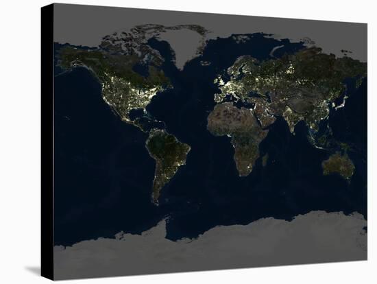 Whole Earth At Night, Satellite Image-PLANETOBSERVER-Stretched Canvas