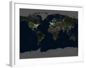 Whole Earth At Night, Satellite Image-PLANETOBSERVER-Framed Photographic Print