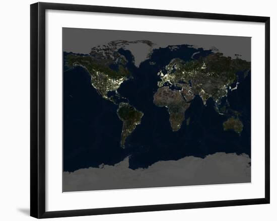 Whole Earth At Night, Satellite Image-PLANETOBSERVER-Framed Photographic Print