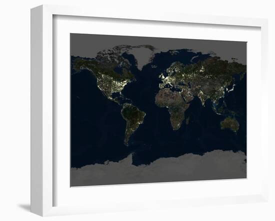 Whole Earth At Night, Satellite Image-PLANETOBSERVER-Framed Photographic Print